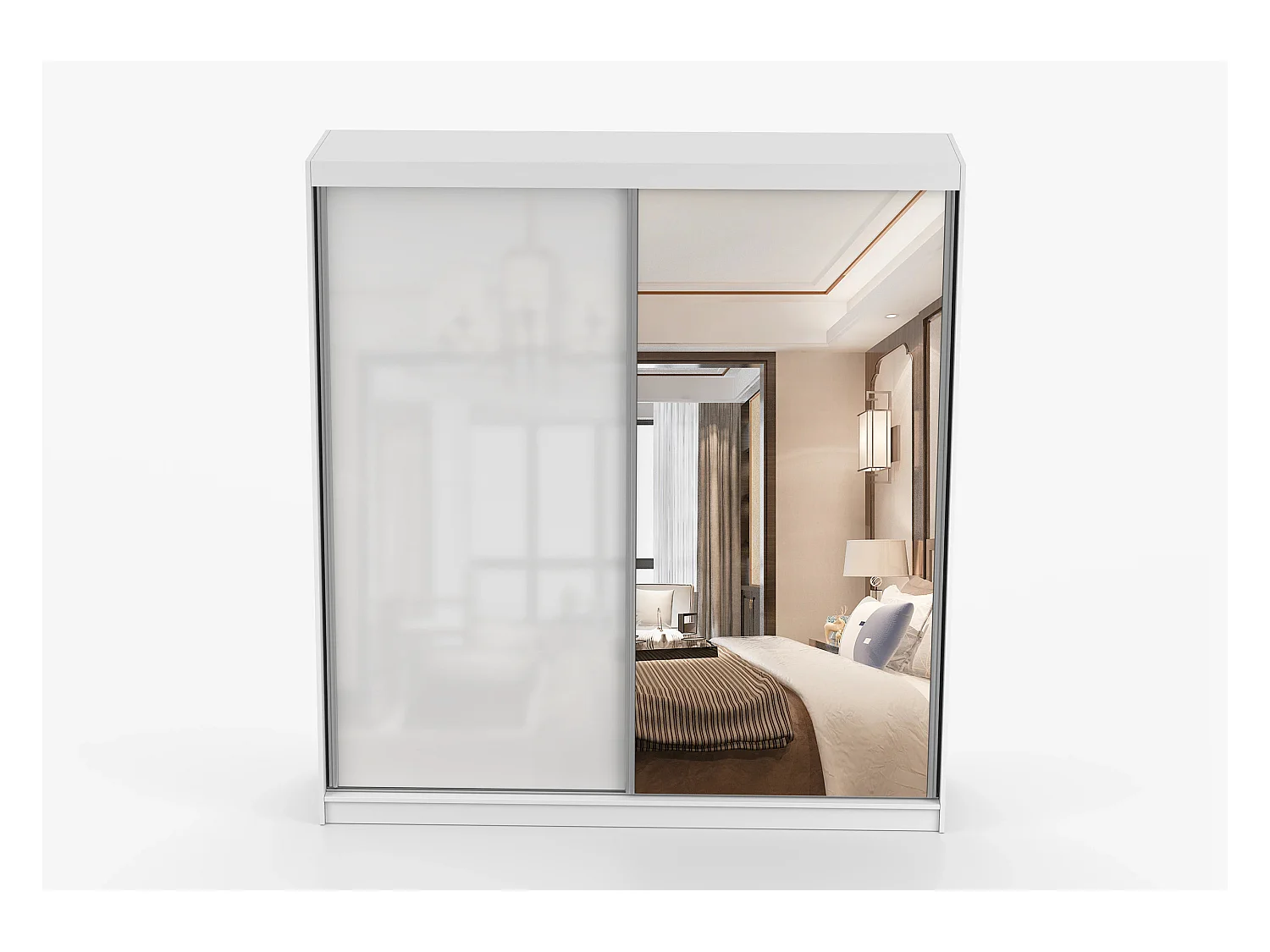 Armoire Orphée 203 cm avec miroir - Blanc