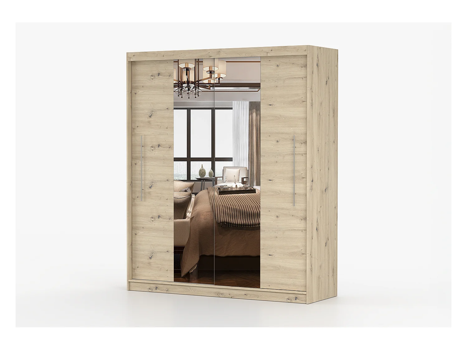 Armoire Althéa 203 cm avec miroir - Effet bois