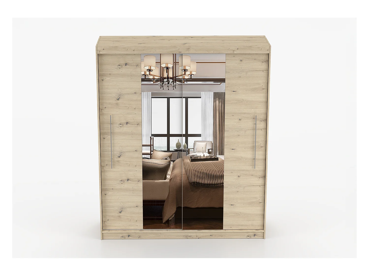 Armoire Althéa 203 cm avec miroir - Effet bois