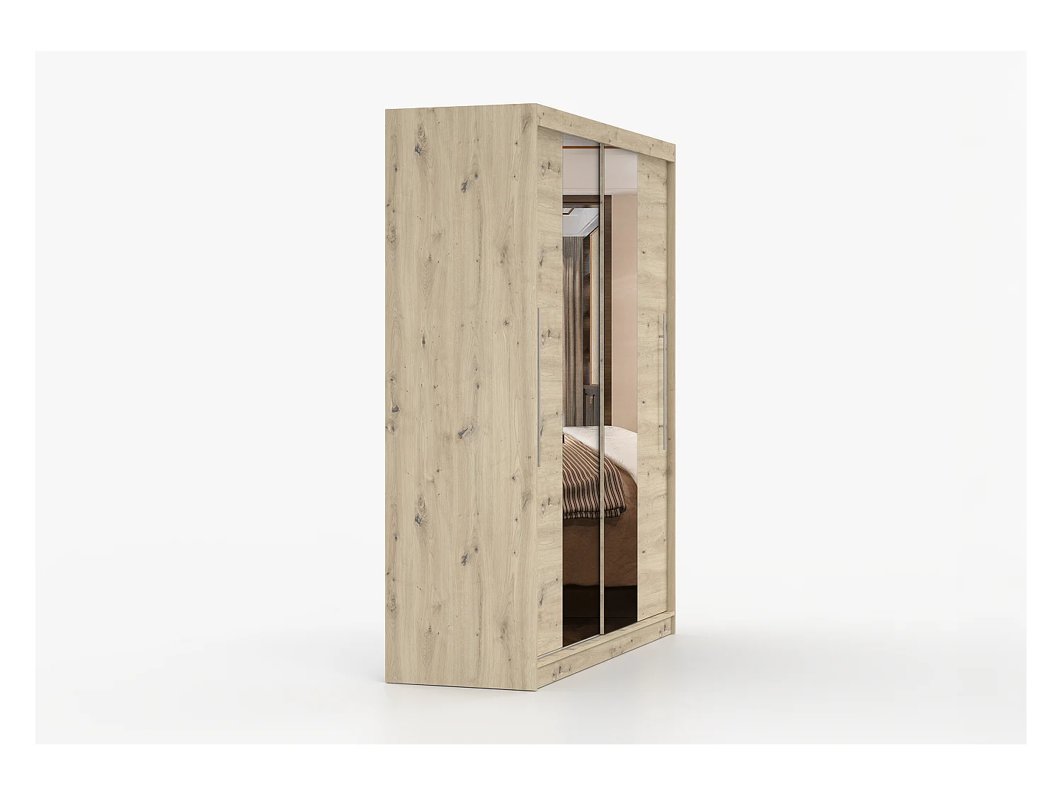Armoire Althéa 203 cm avec miroir - Effet bois