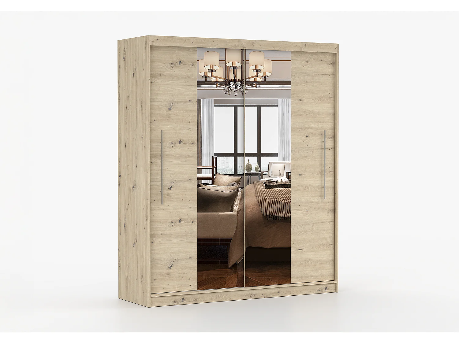 Armoire Althéa 203 cm avec miroir - Effet bois