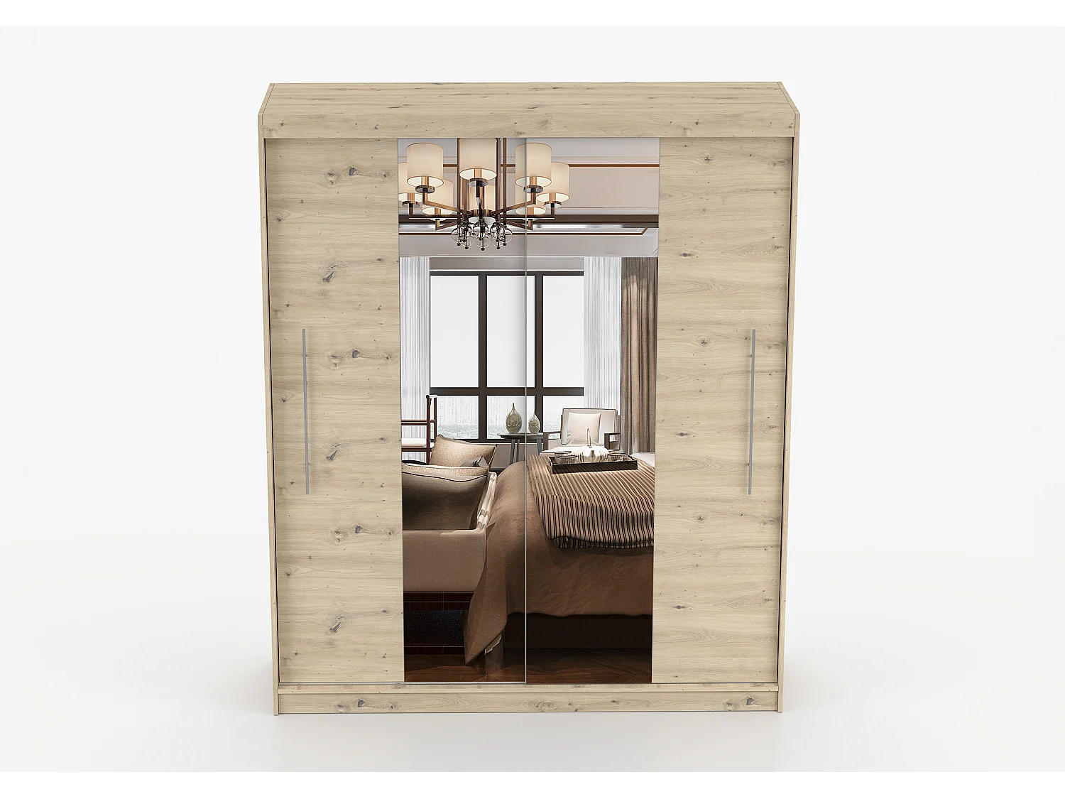 Armoire Althéa 203 cm avec miroir - Effet bois