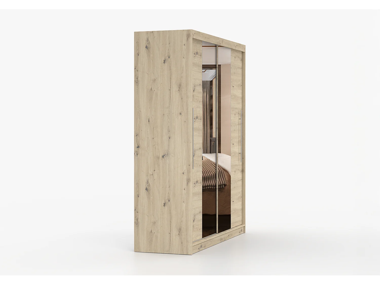 Armoire Althéa 203 cm avec miroir - Effet bois