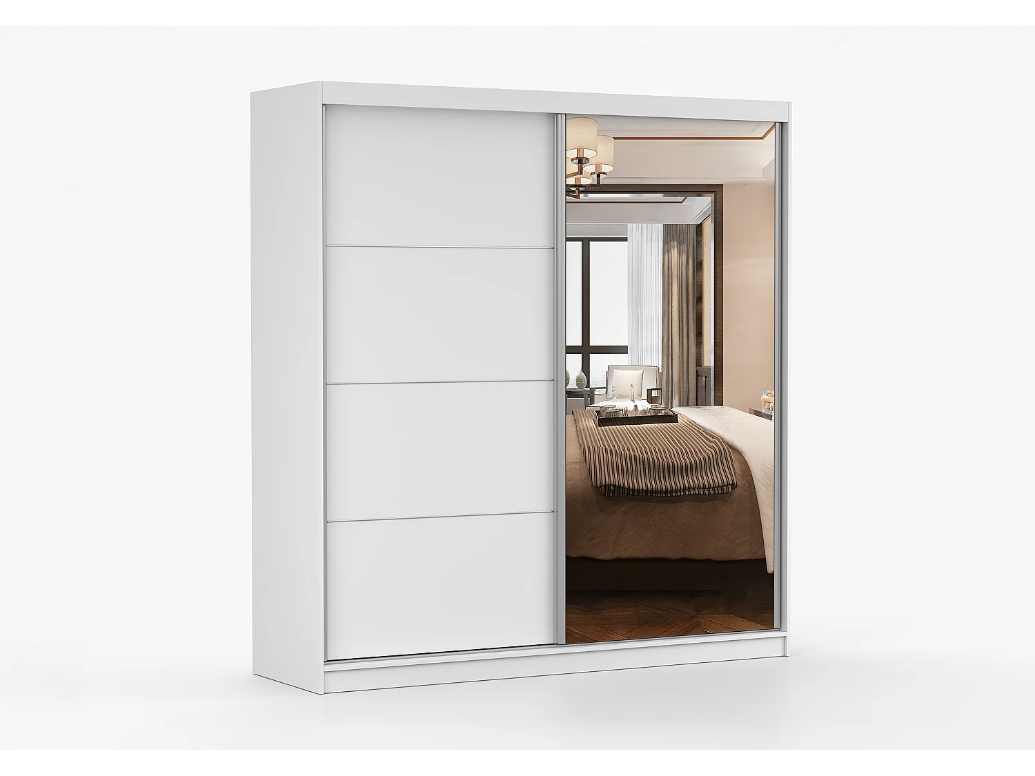 Armoire Léandra 203 cm avec miroir - Blanc
