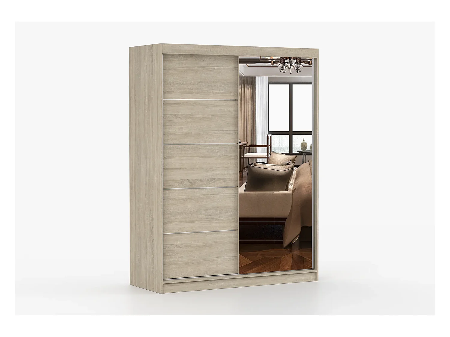 Armoire Vaiana 150 cm avec miroir - Chêne