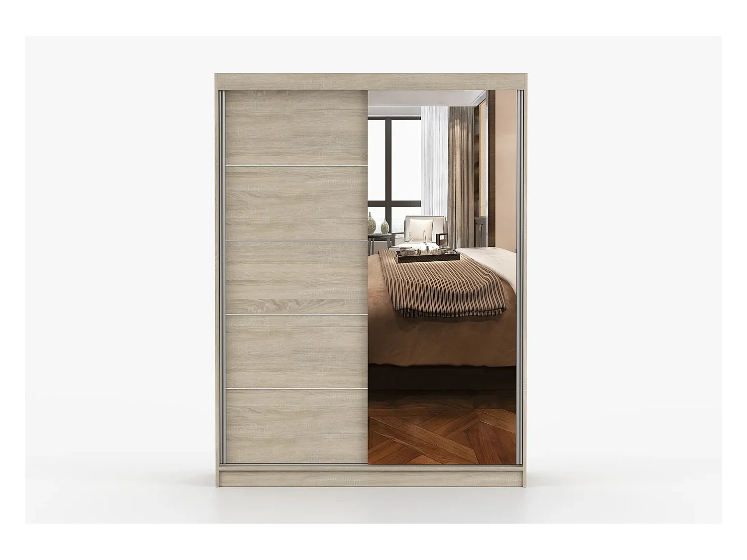 Armoire Vaiana 150 cm avec miroir - Chêne