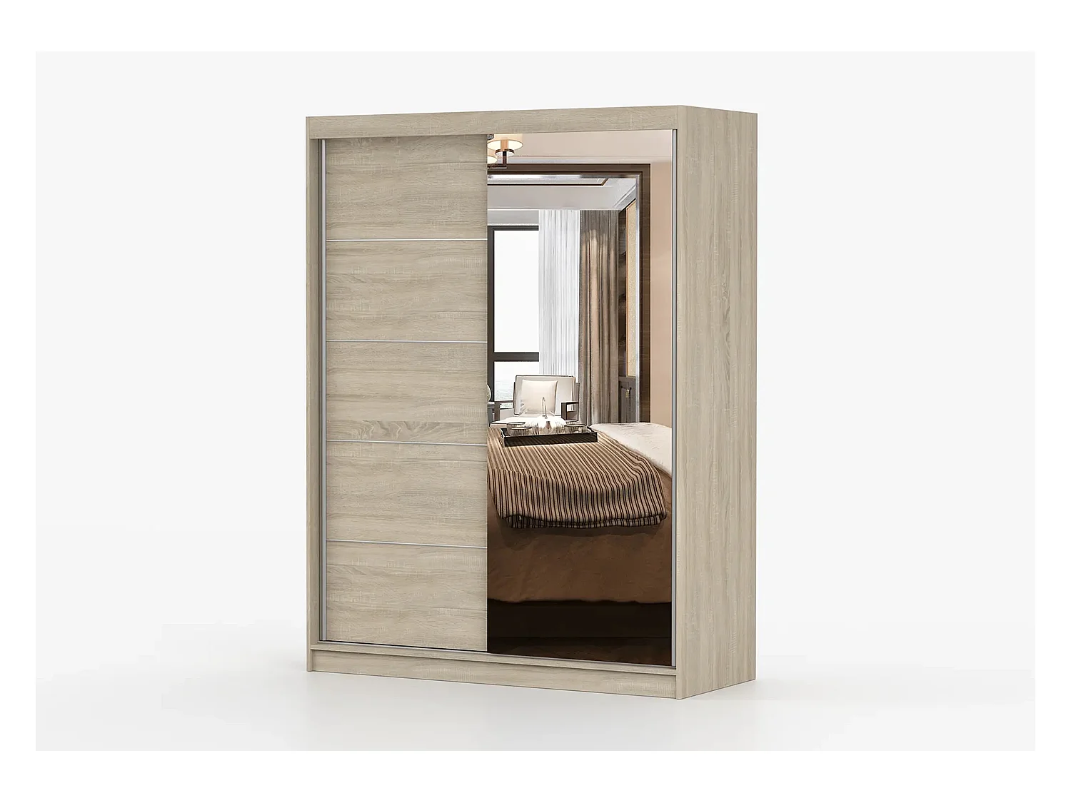 Armoire Vaiana 150 cm avec miroir - Chêne