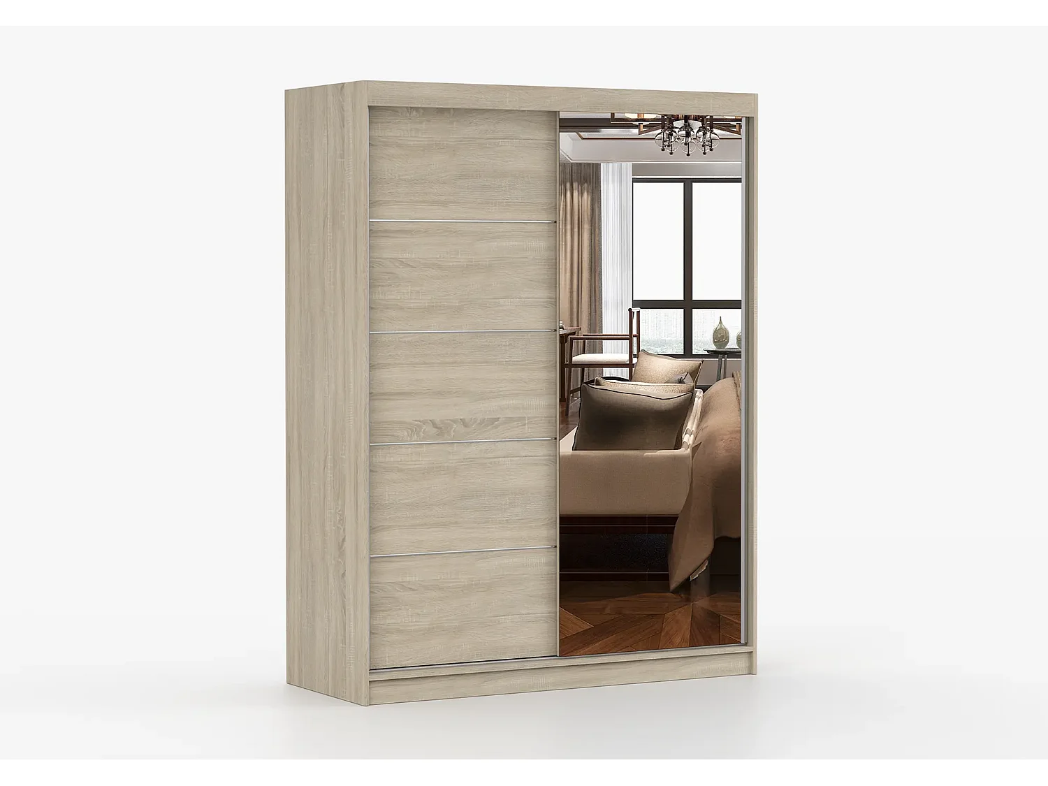 Armoire Vaiana 150 cm avec miroir - Chêne