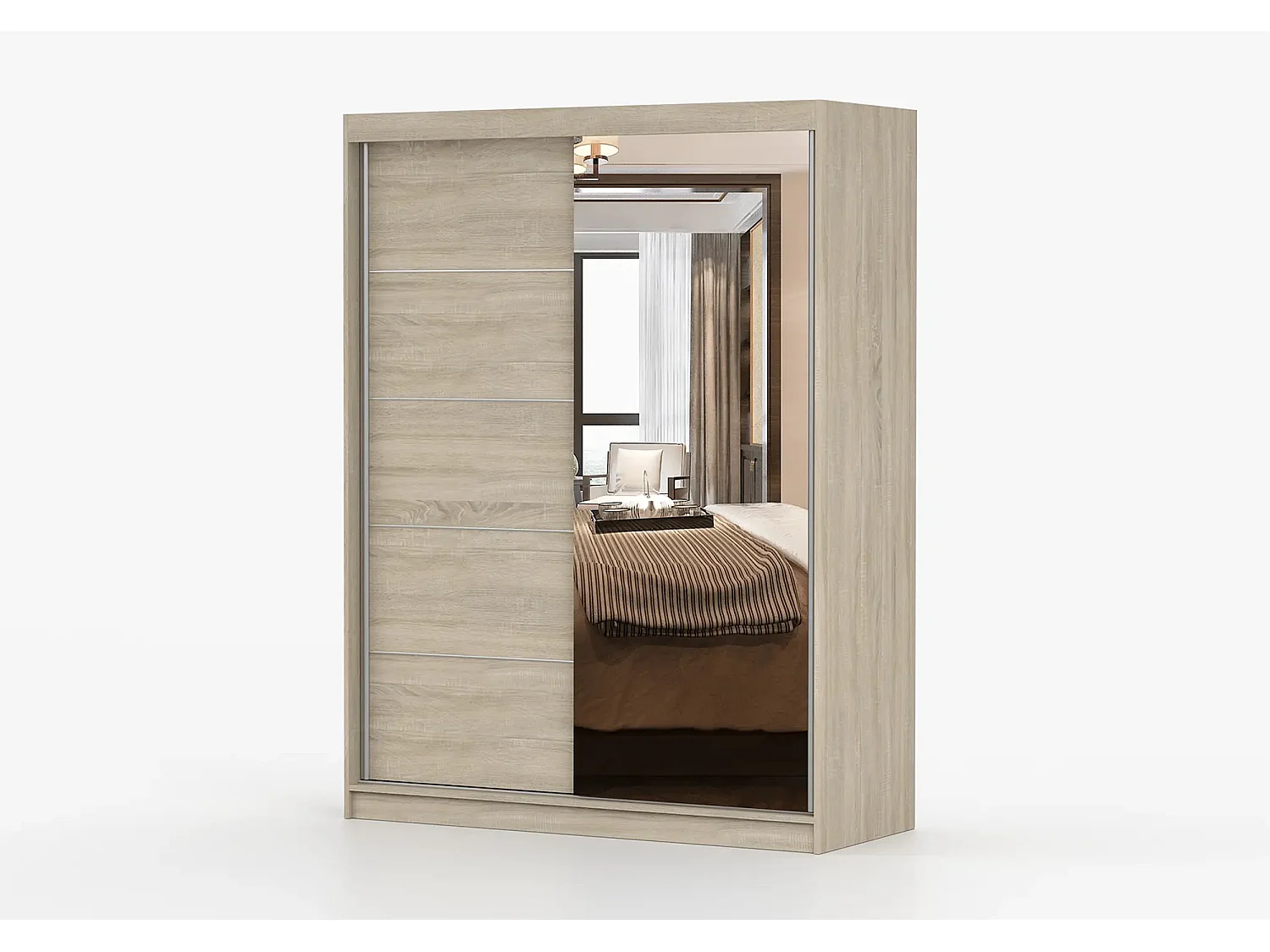 Armoire Vaiana 150 cm avec miroir - Chêne