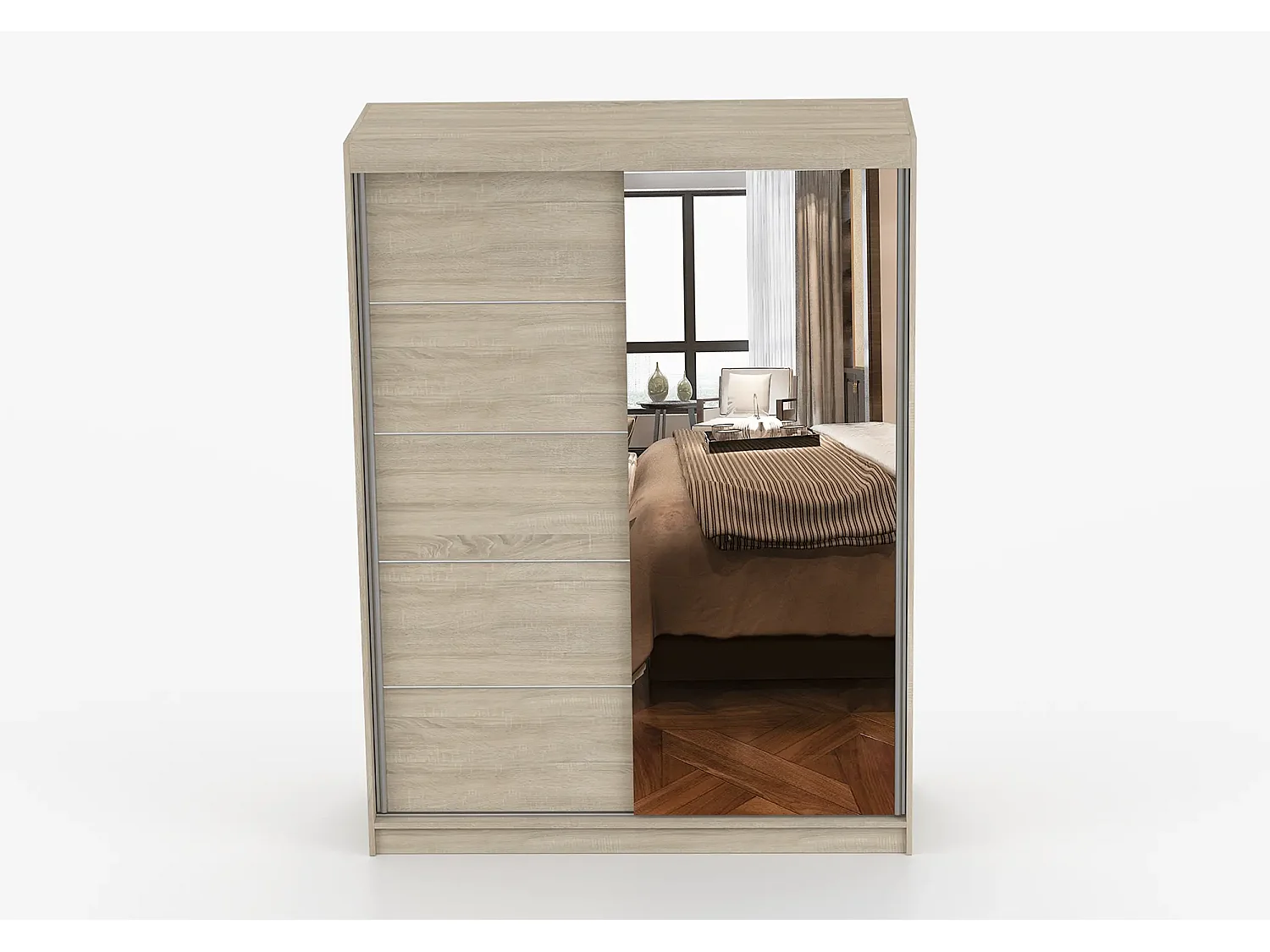 Armoire Vaiana 150 cm avec miroir - Chêne