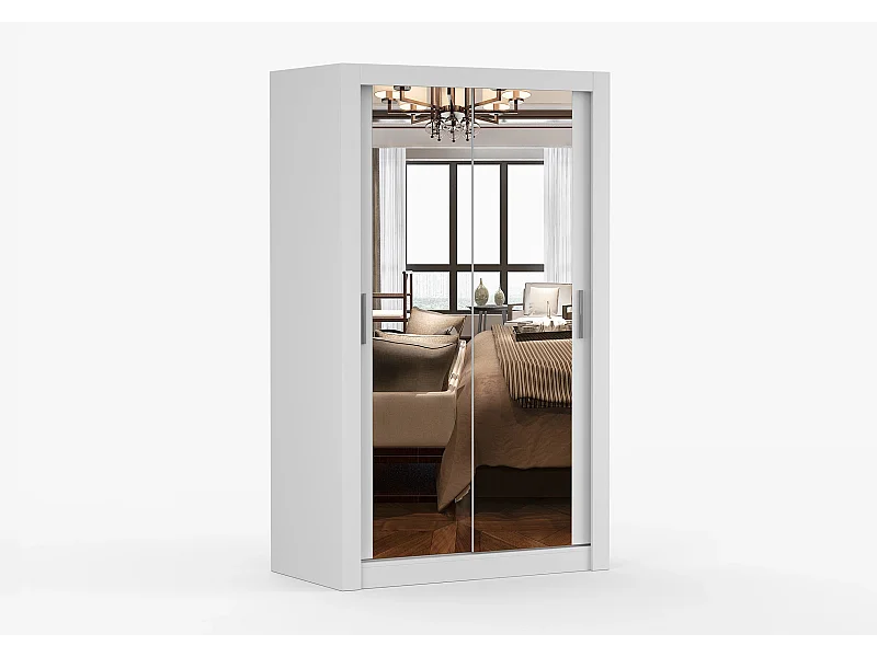 Armoire Mirella 120 cm avec miroir - Blanc