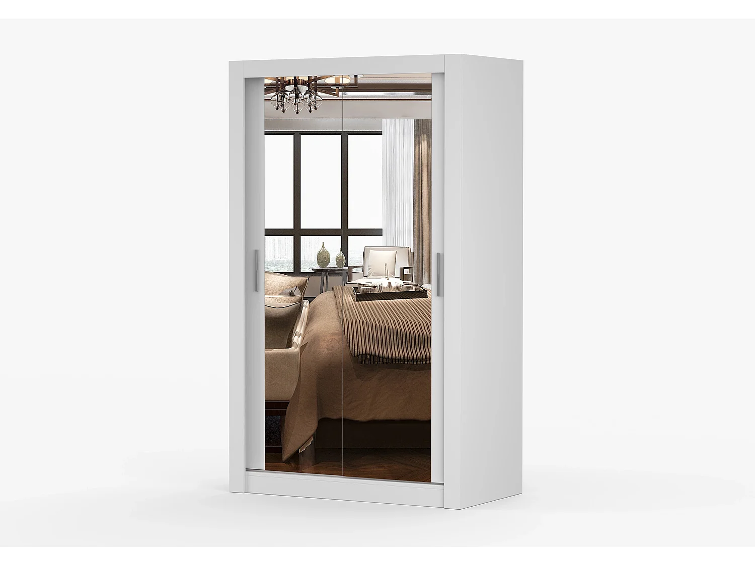 Armoire Mirella 120 cm avec miroir - Blanc