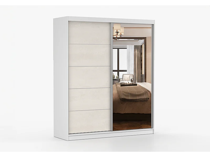 Armoire Ysalis 183 cm avec miroir - Blanc - Soie