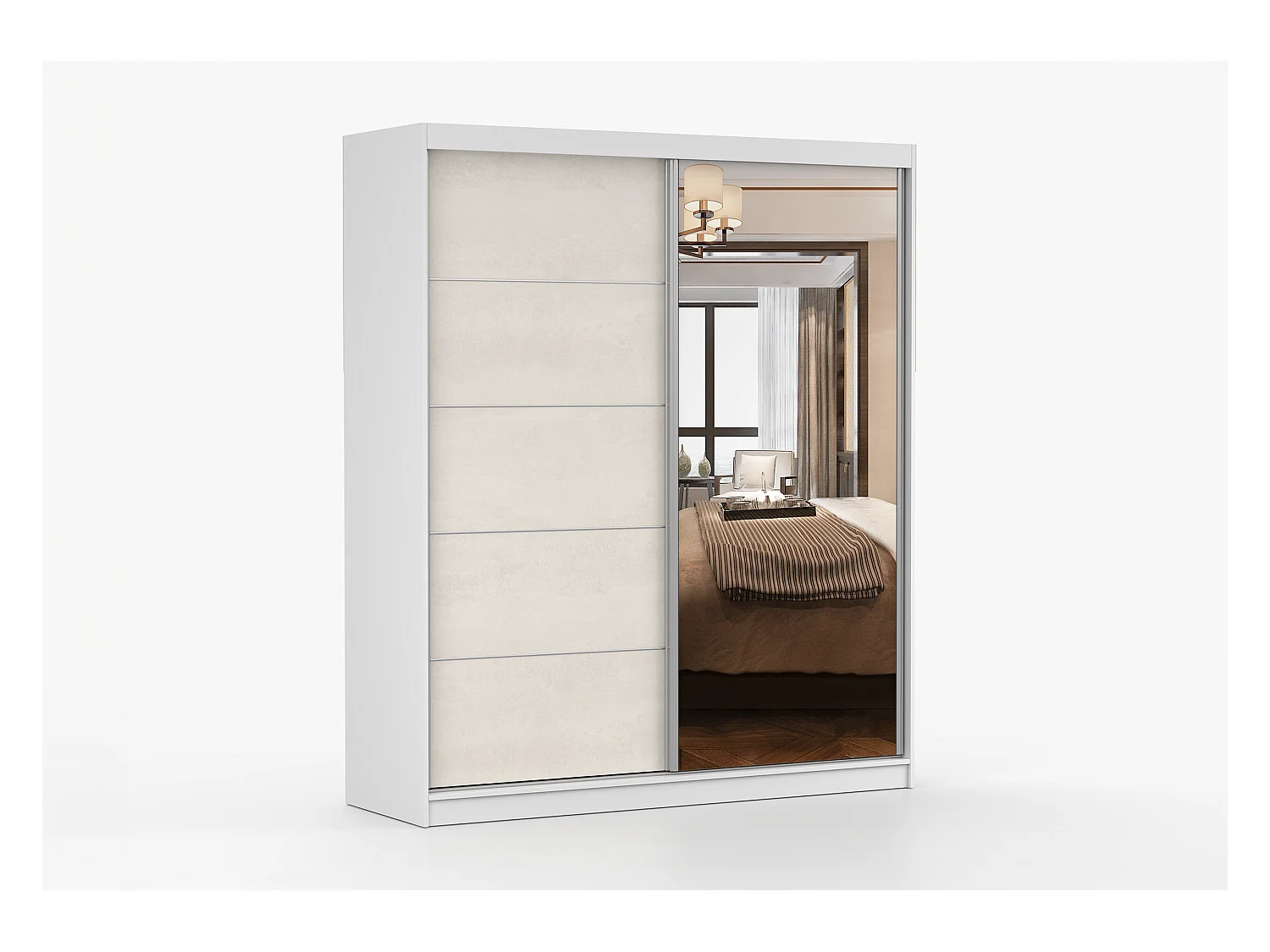 Armoire Ysalis 183 cm avec miroir - Blanc - Soie