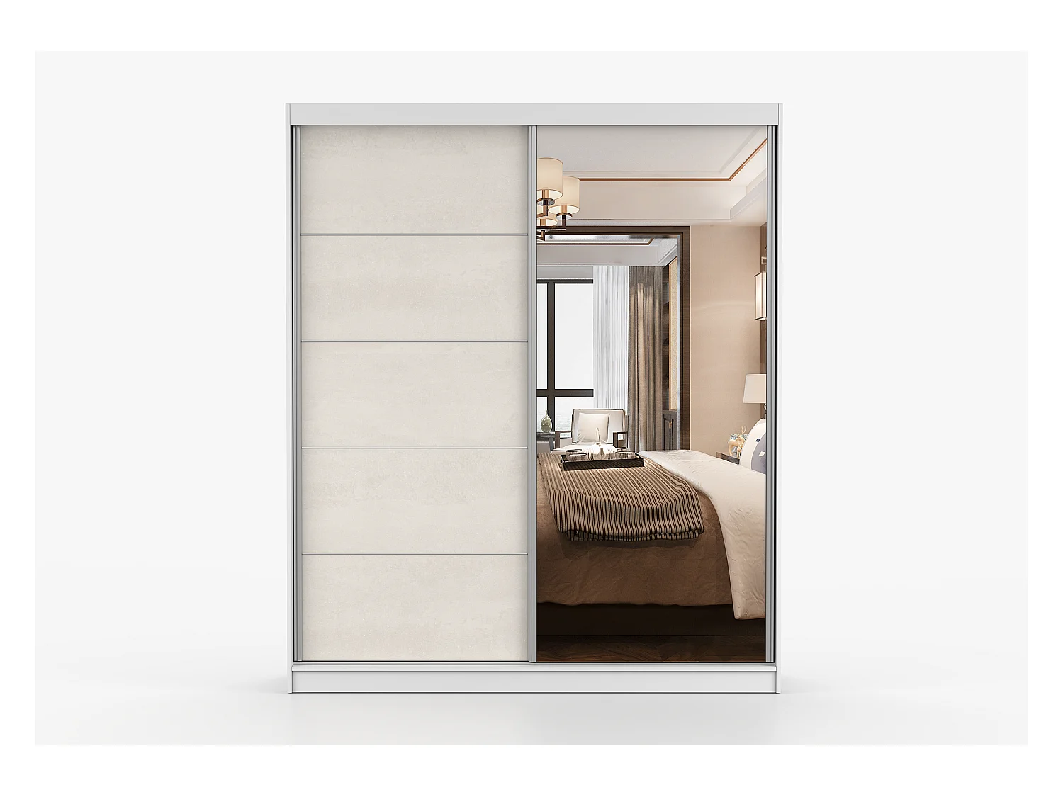 Armoire Ysalis 183 cm avec miroir - Blanc - Soie