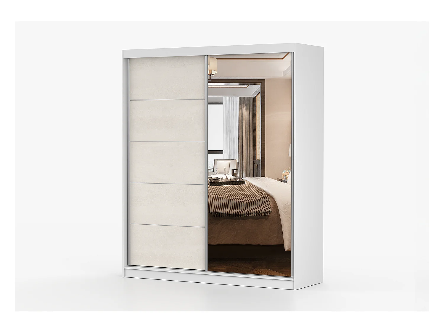 Armoire Ysalis 183 cm avec miroir - Blanc - Soie