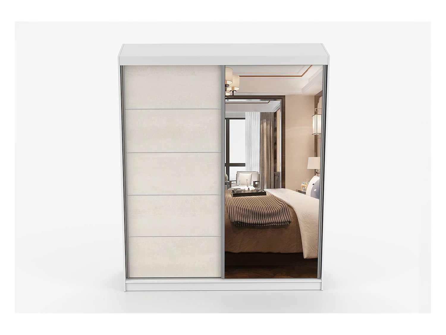 Armoire Ysalis 183 cm avec miroir - Blanc - Soie