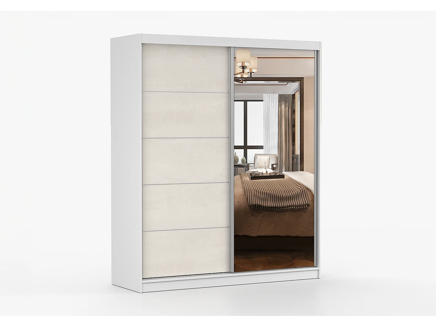 Armoire Ysalis 183 cm avec miroir - Blanc - Soie