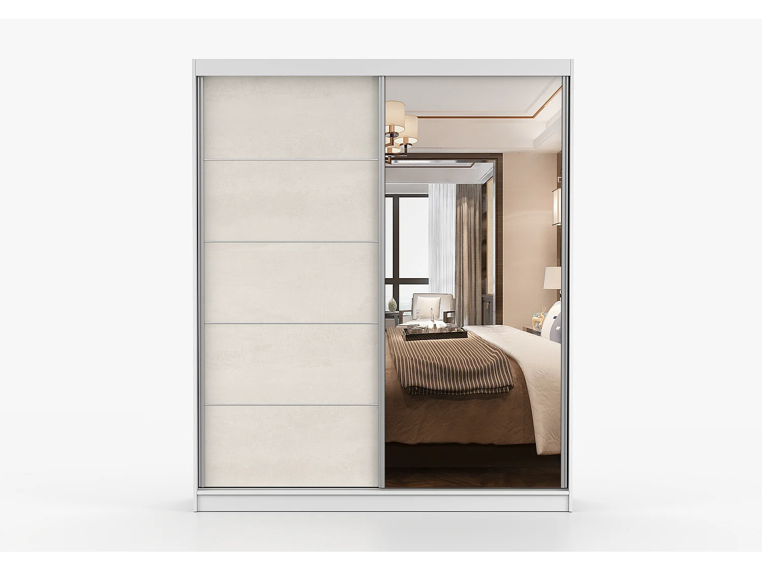 Armoire Ysalis 183 cm avec miroir - Blanc - Soie