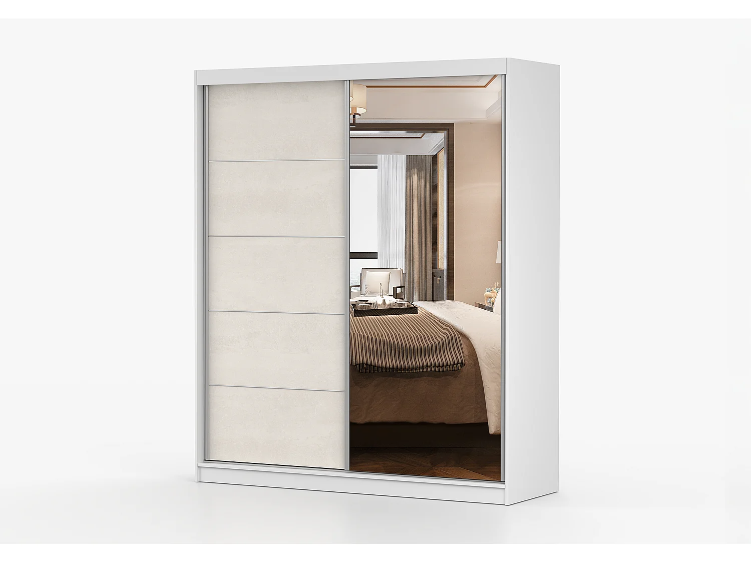 Armoire Ysalis 183 cm avec miroir - Blanc - Soie