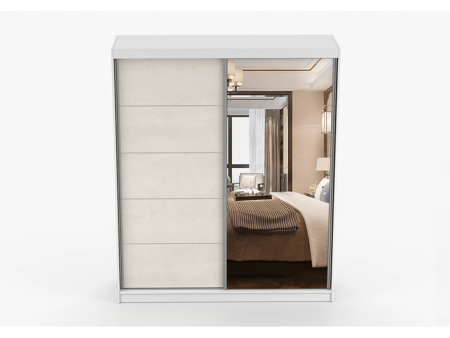 Armoire Ysalis 183 cm avec miroir - Blanc - Soie