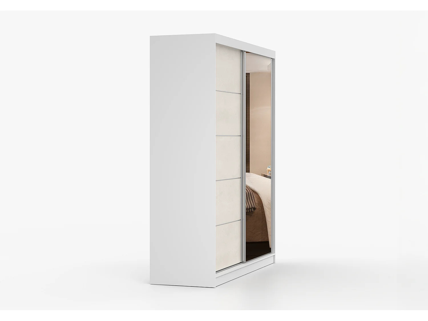 Armoire Ysalis 183 cm avec miroir - Blanc - Soie