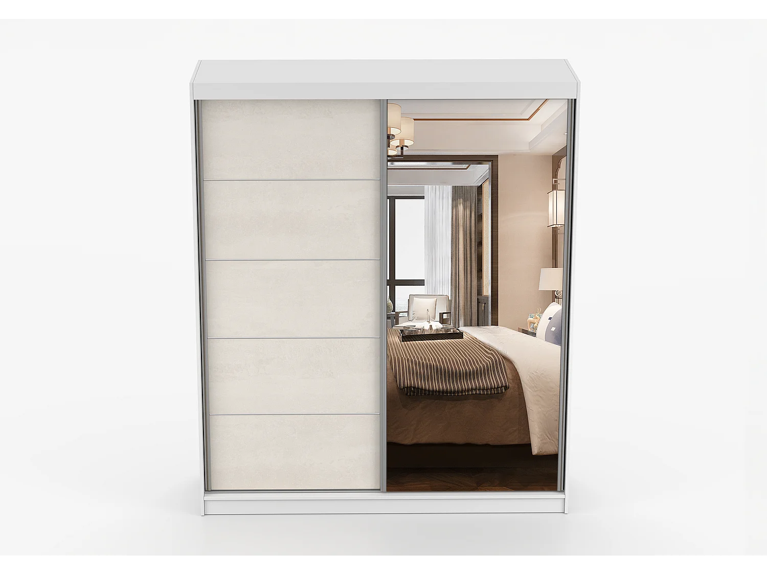 Armoire Ysalis 183 cm avec miroir - Blanc - Soie
