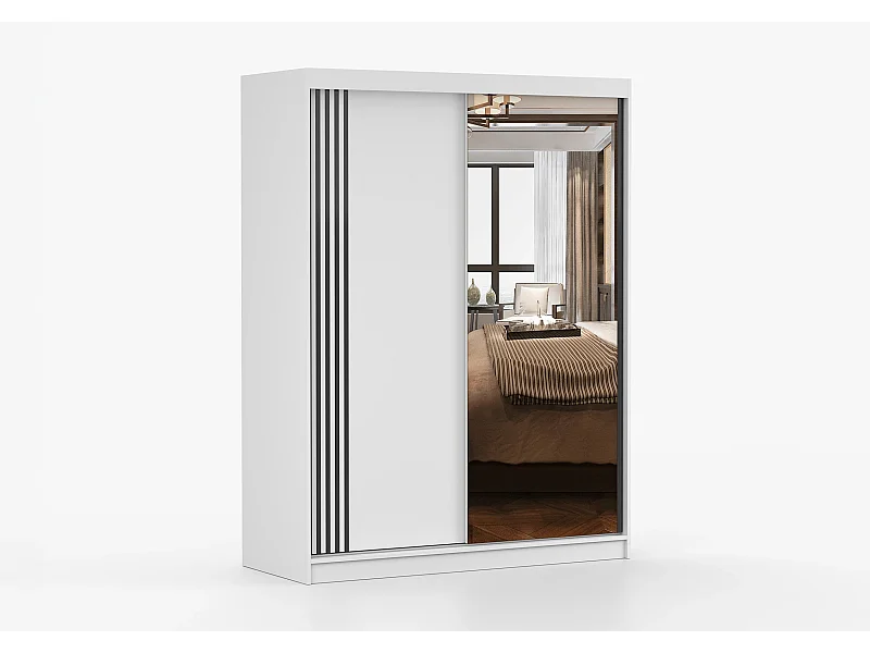 Armoire Elowen 150 cm avec miroir - Blanc