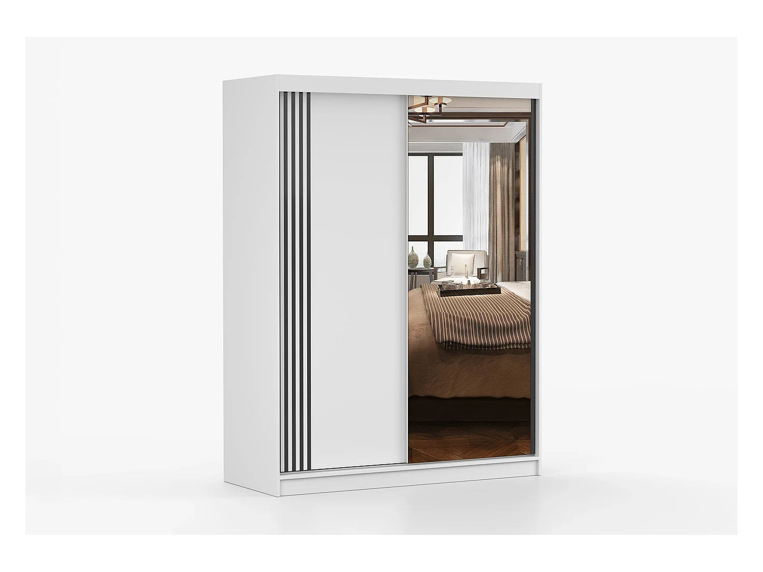 Armoire Elowen 150 cm avec miroir - Blanc