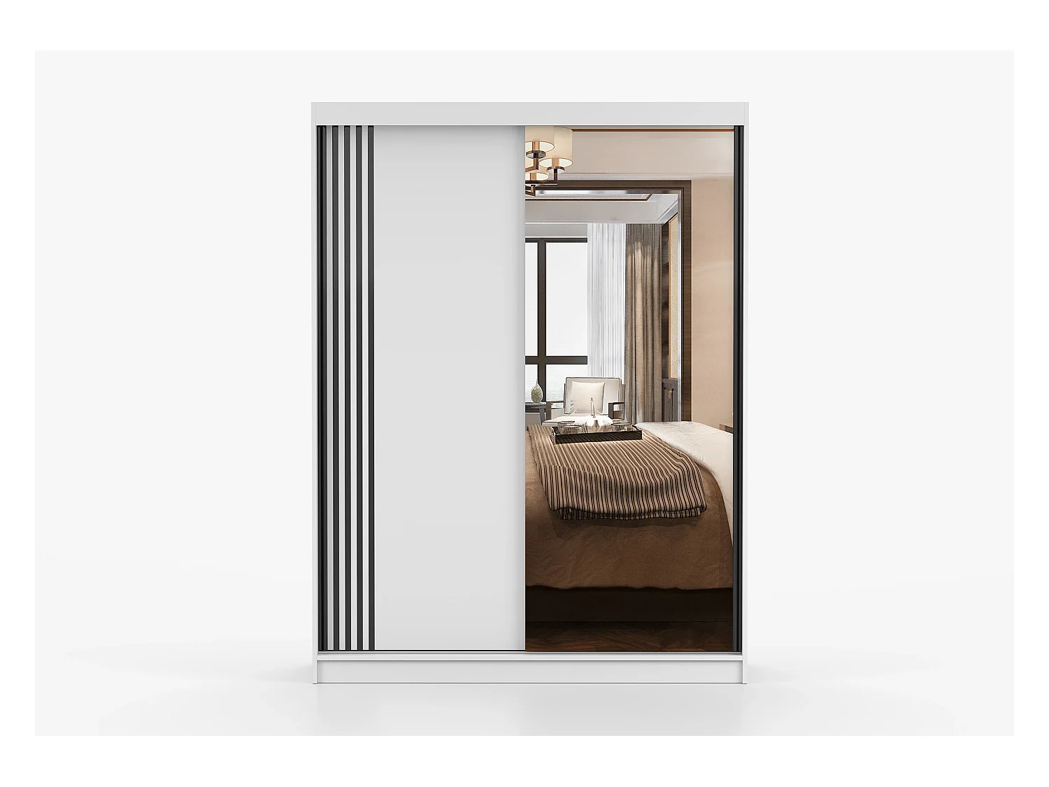 Armoire Elowen 150 cm avec miroir - Blanc