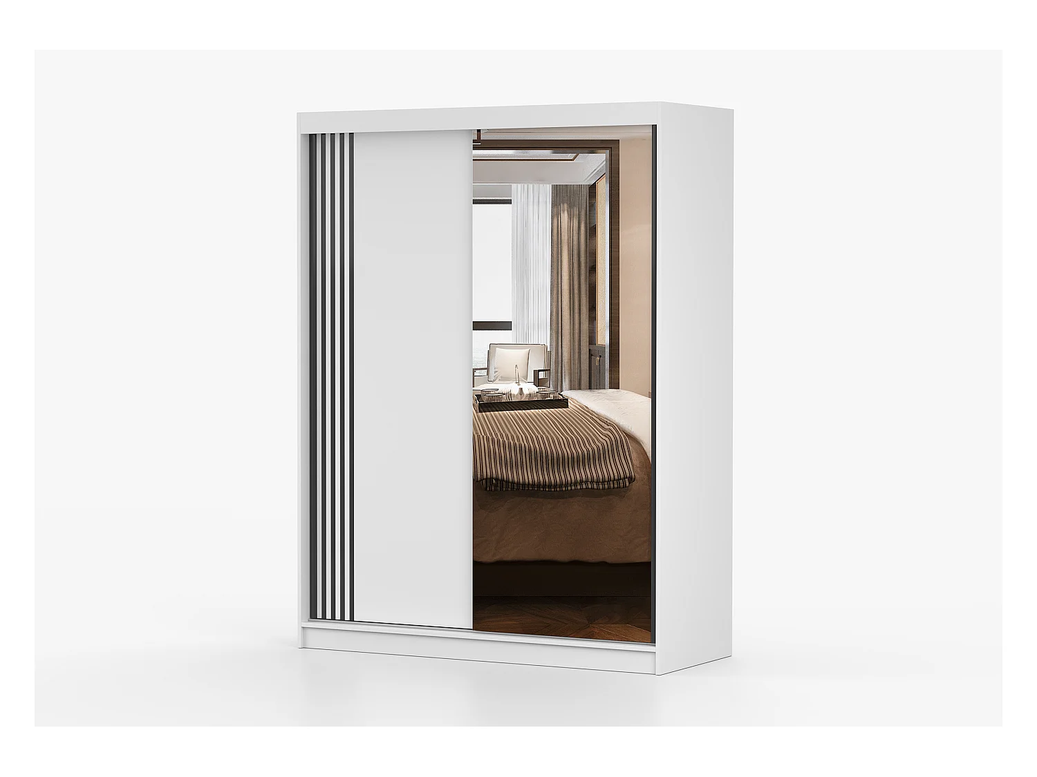 Armoire Elowen 150 cm avec miroir - Blanc