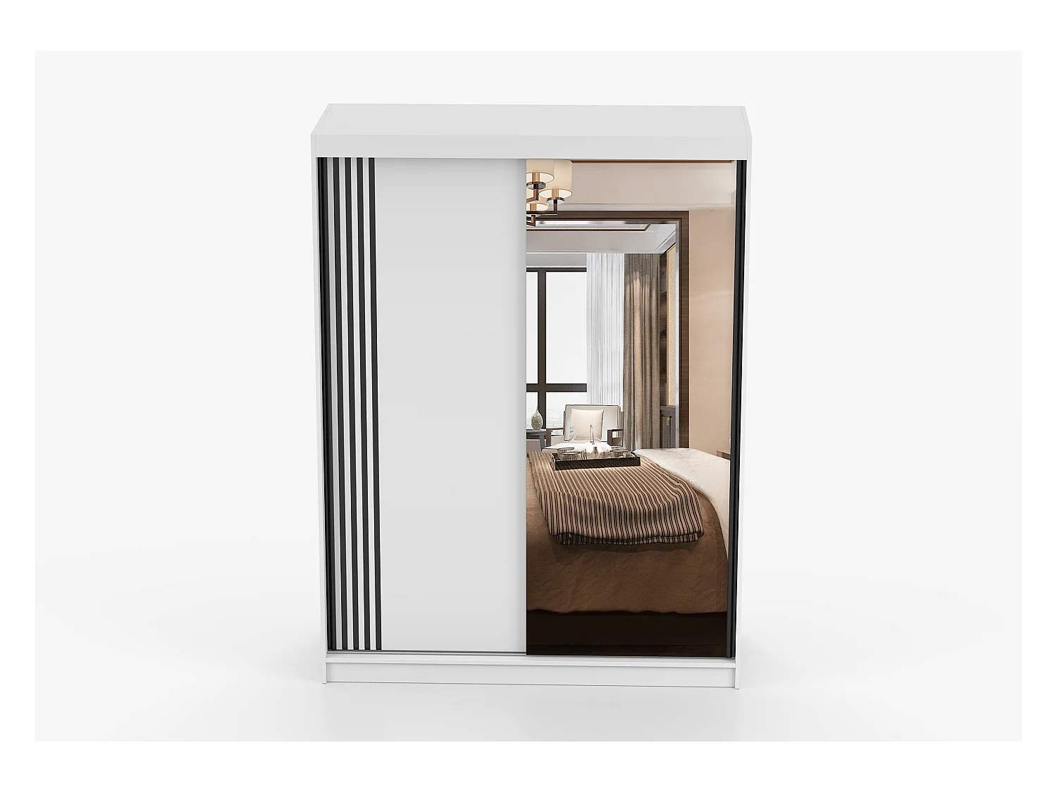 Armoire Elowen 150 cm avec miroir - Blanc