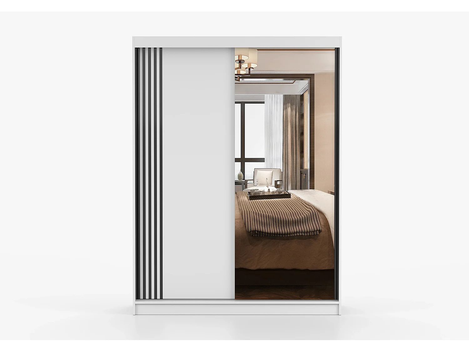 Armoire Elowen 150 cm avec miroir - Blanc