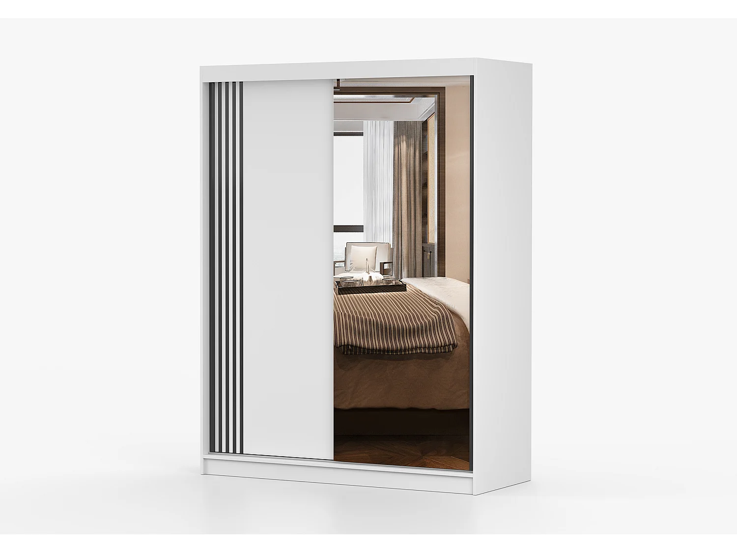 Armoire Elowen 150 cm avec miroir - Blanc