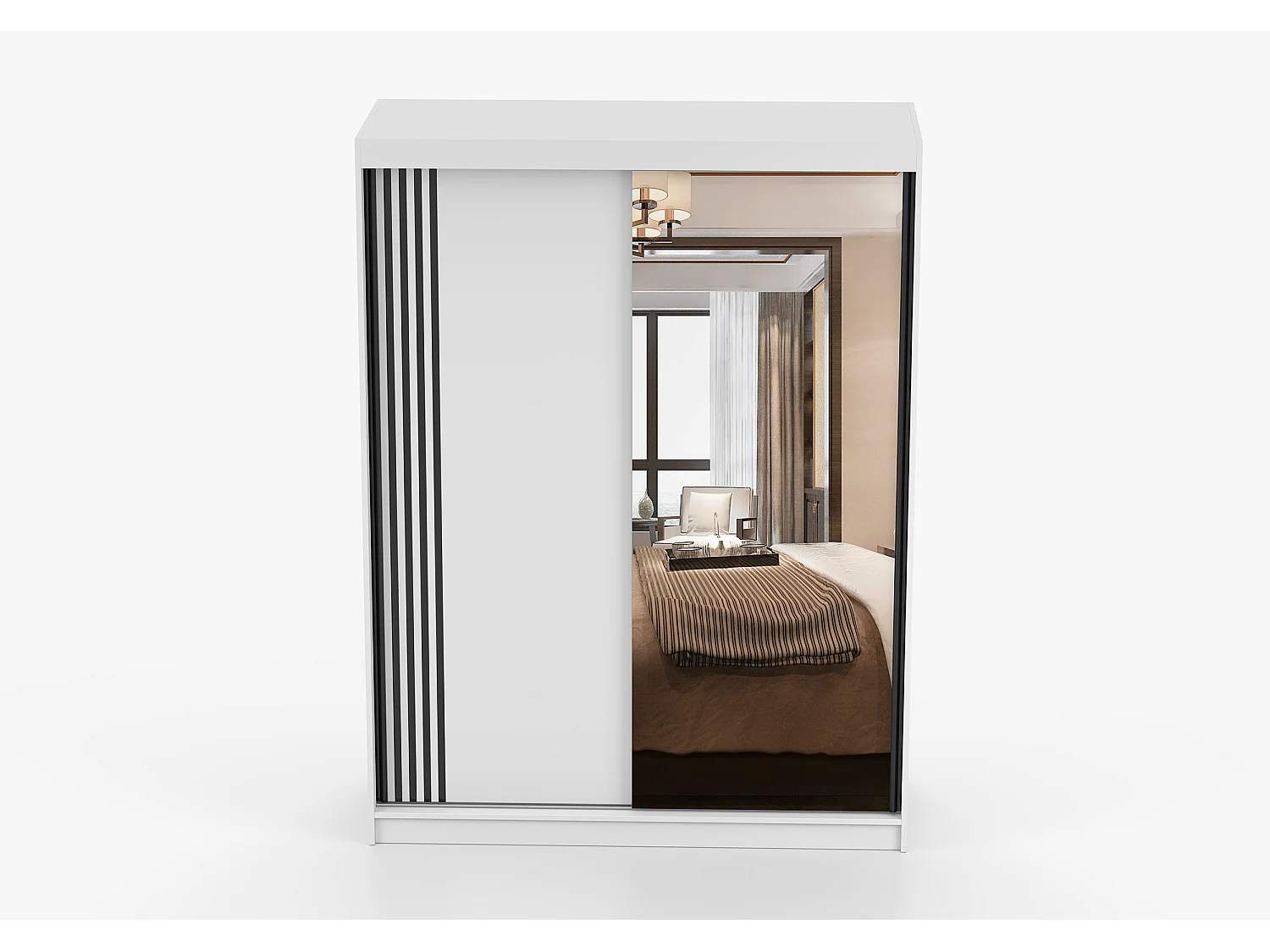 Armoire Elowen 150 cm avec miroir - Blanc