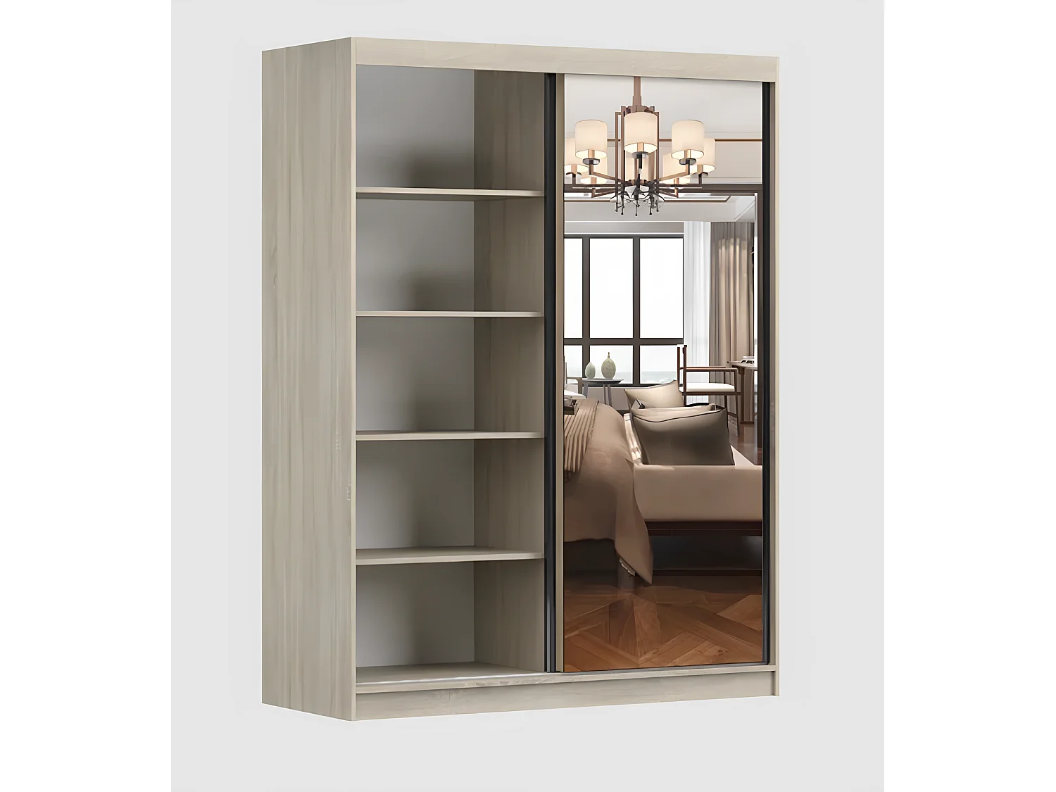 Armoire Elowen 150 cm avec miroir - Blanc