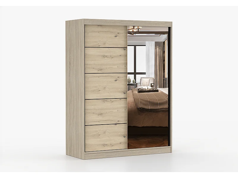 Armoire Enola 150 cm avec miroir - Chêne - Effet bois