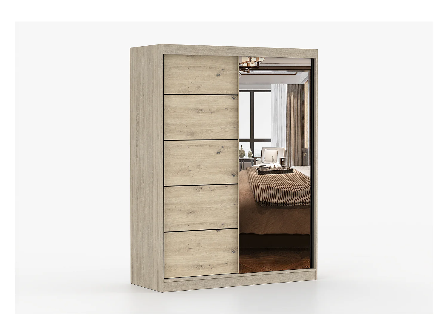 Armoire Enola 150 cm avec miroir - Chêne - Effet bois