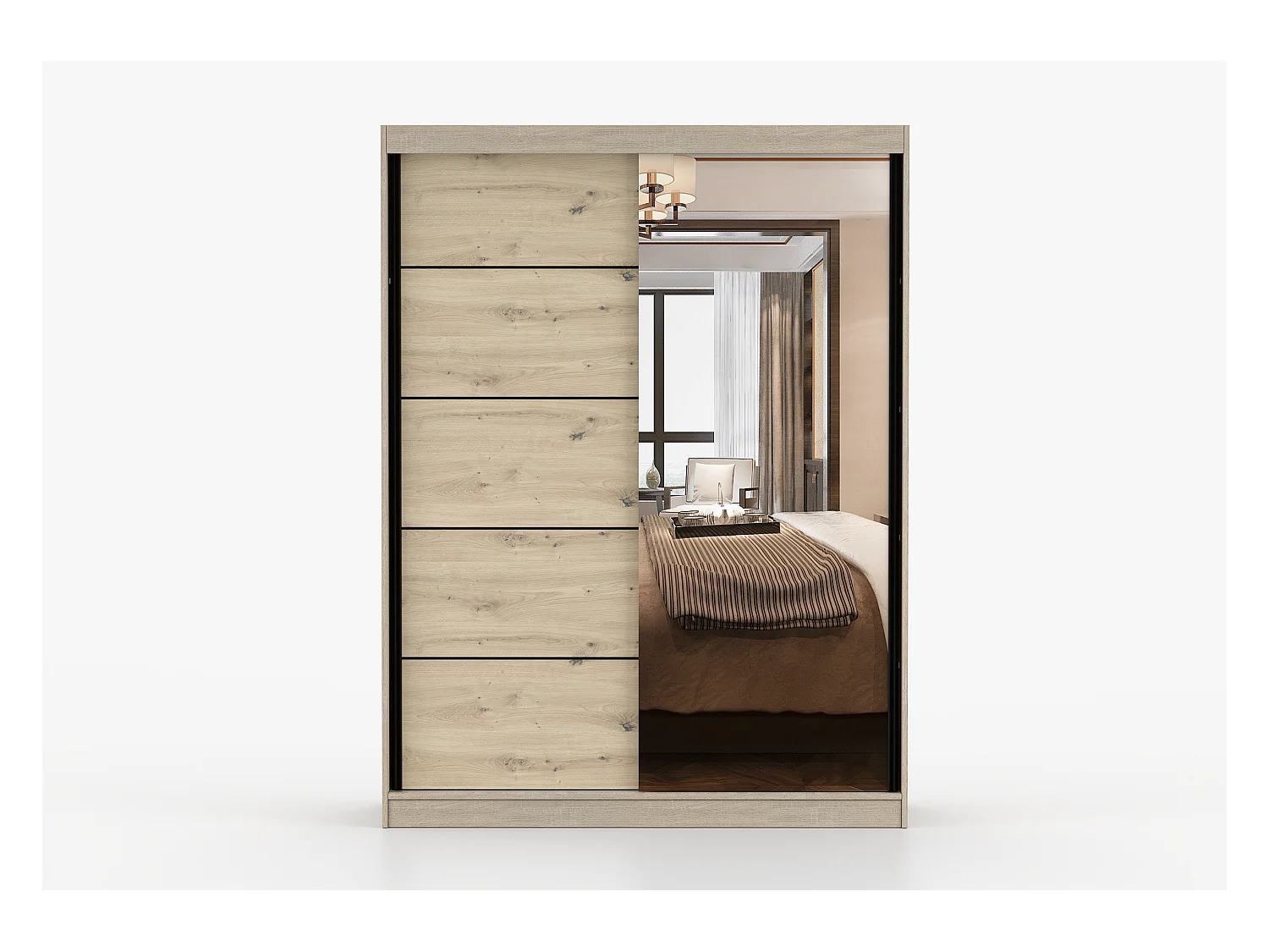 Armoire Enola 150 cm avec miroir - Chêne - Effet bois