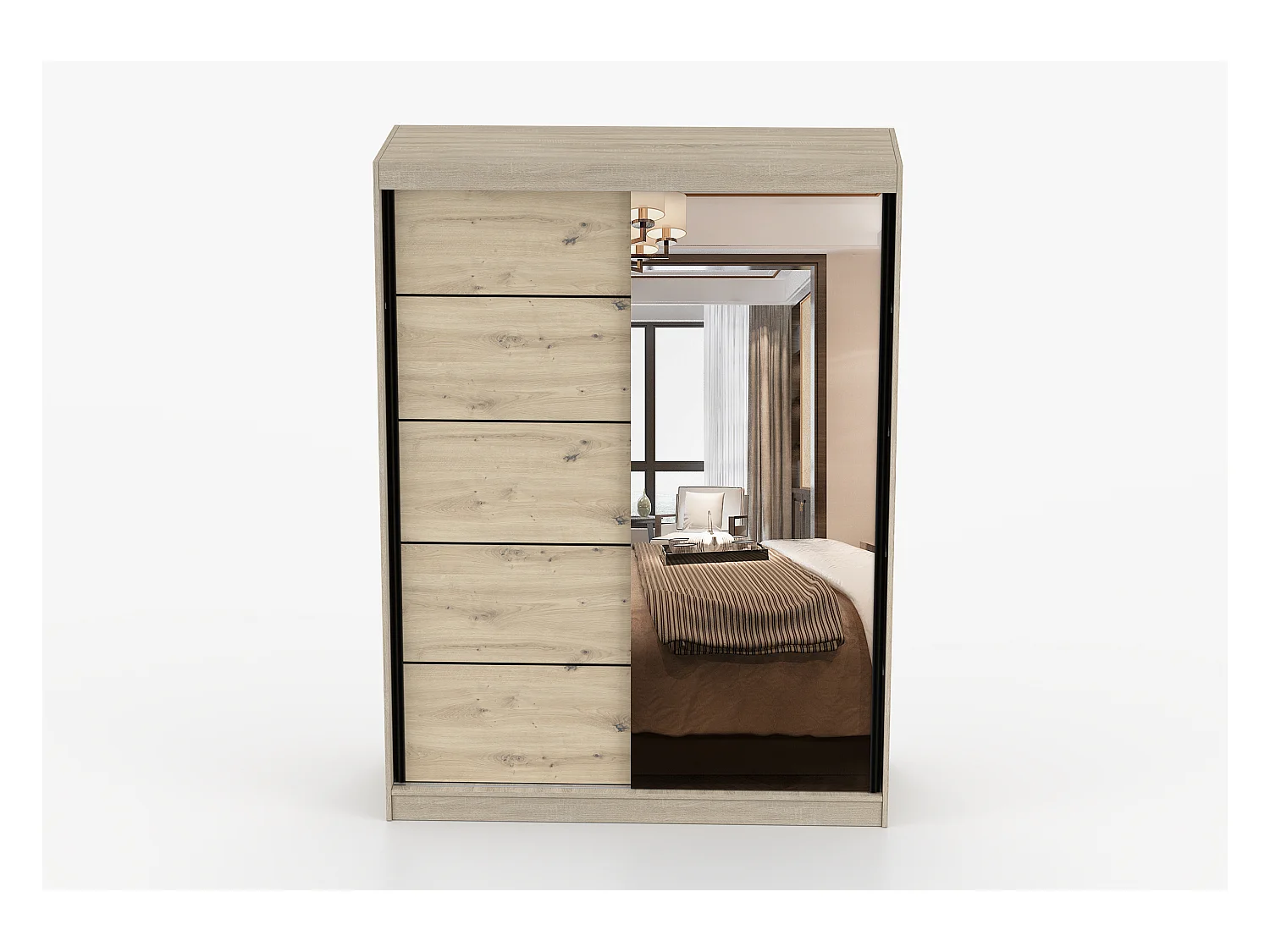 Armoire Enola 150 cm avec miroir - Chêne - Effet bois