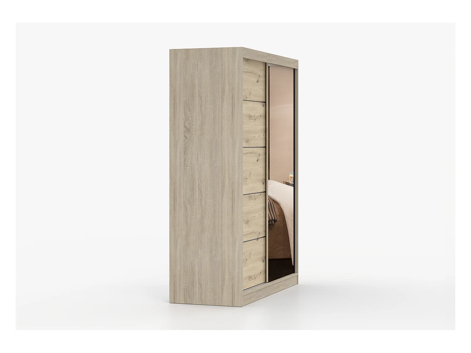 Armoire Enola 150 cm avec miroir - Chêne - Effet bois