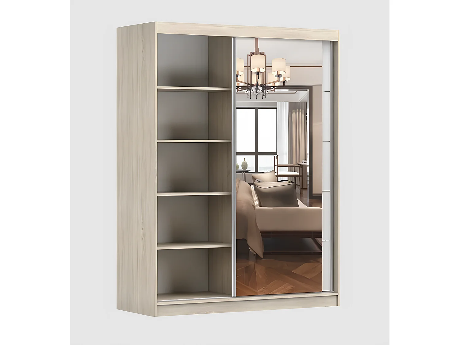 Armoire Enola 150 cm avec miroir - Chêne - Effet bois