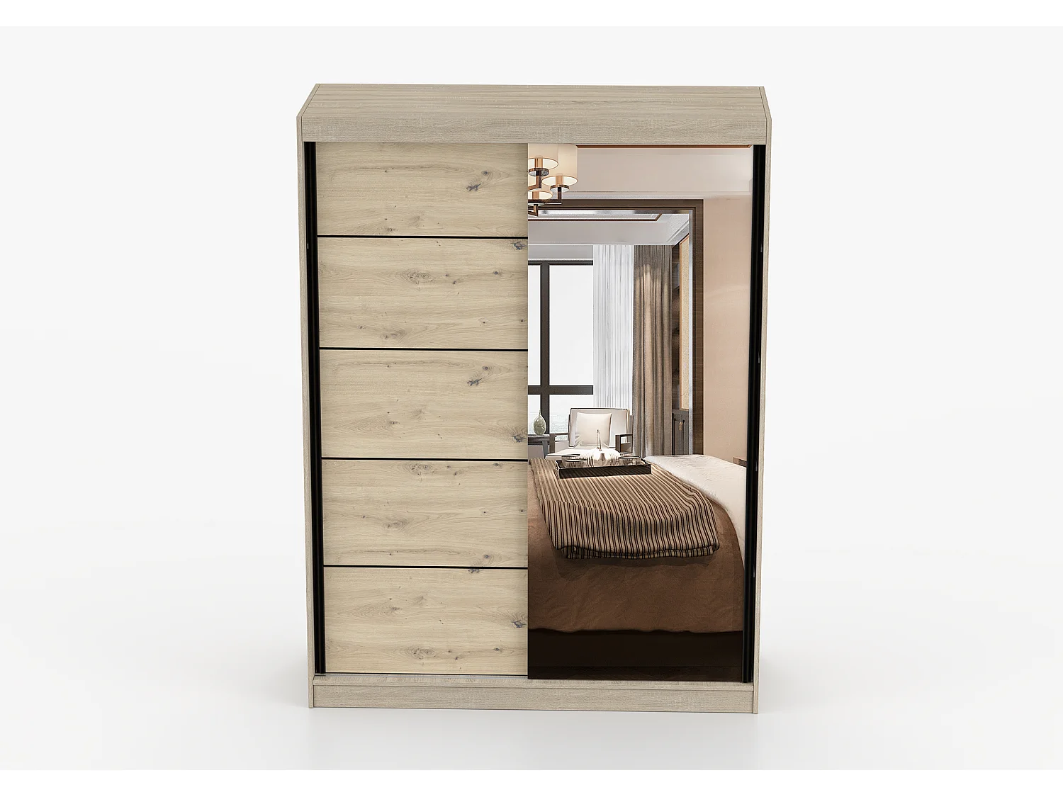 Armoire Enola 150 cm avec miroir - Chêne - Effet bois