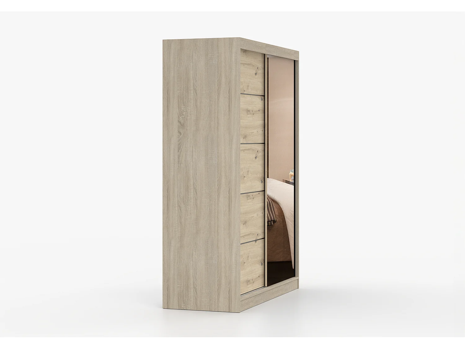 Armoire Enola 150 cm avec miroir - Chêne - Effet bois