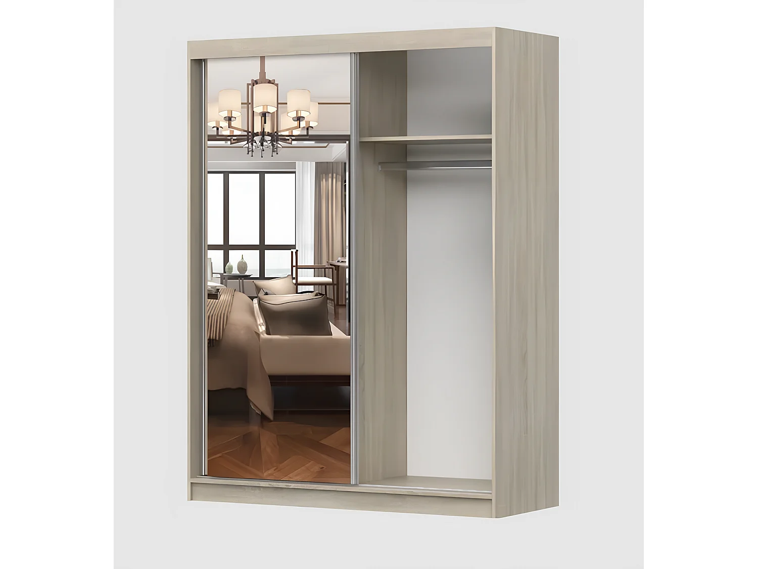 Armoire Enola 150 cm avec miroir - Chêne - Effet bois