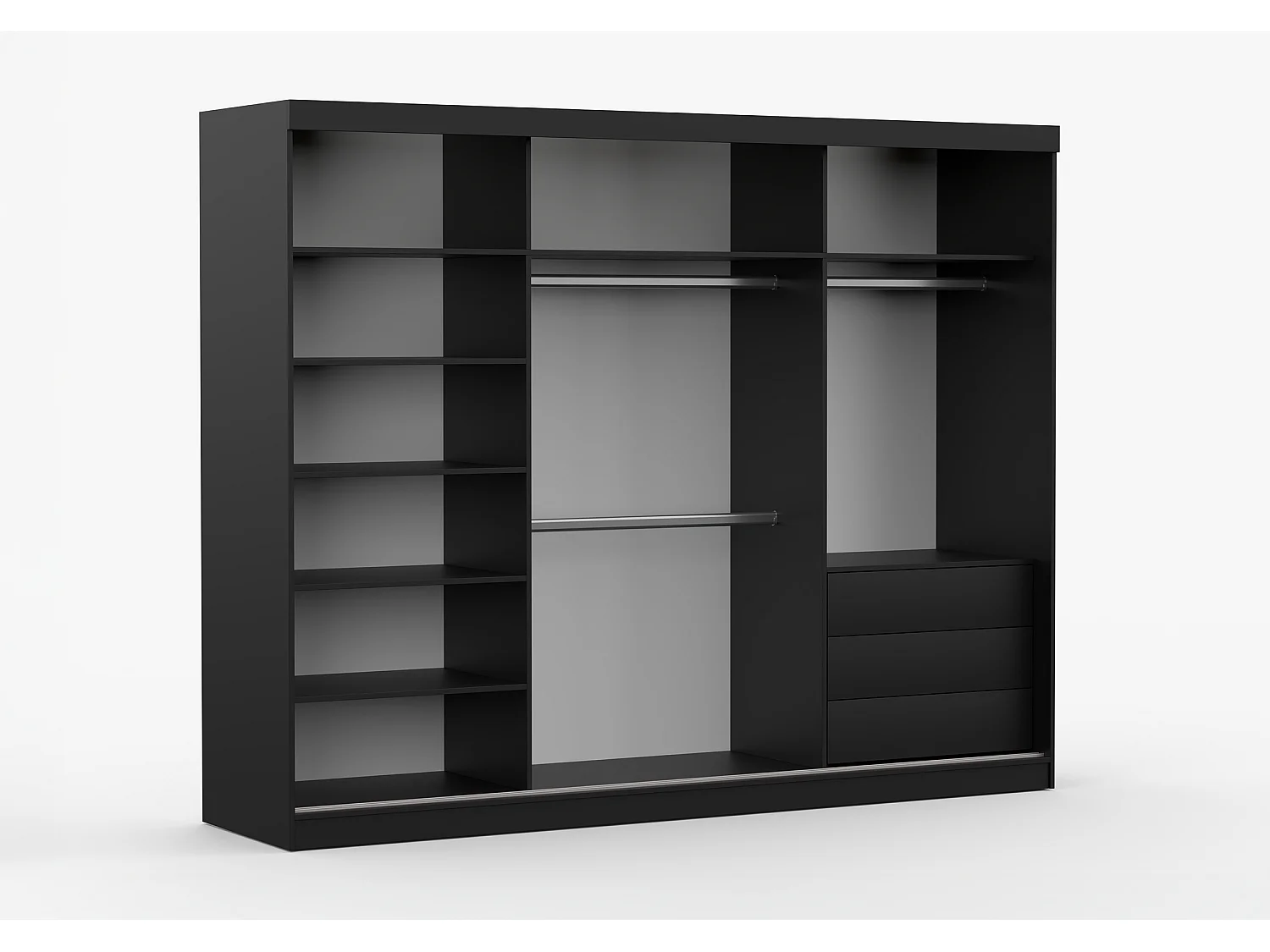 Armoire Milanor 250 cm avec miroir - Chêne