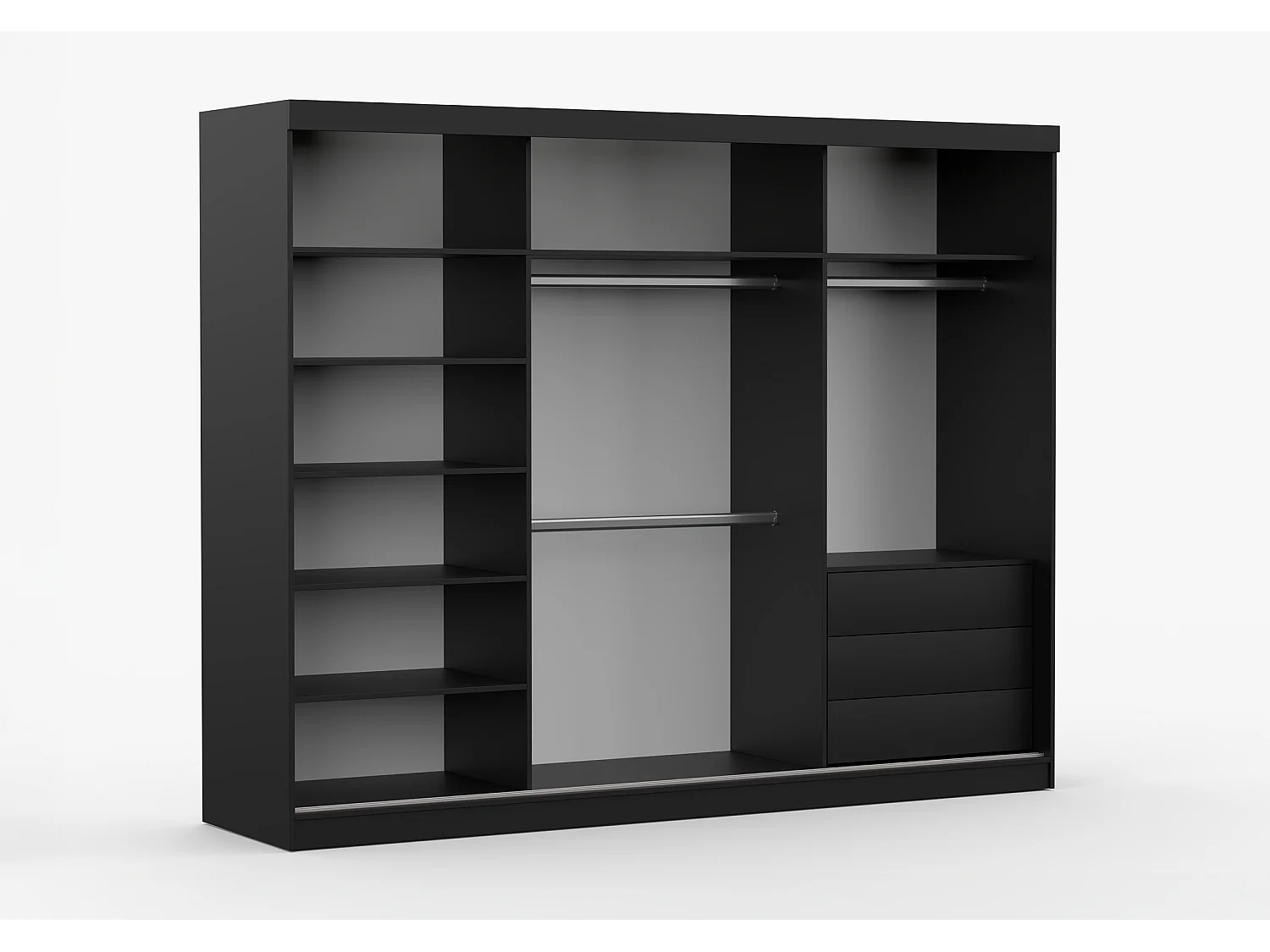 Armoire Milanor 250 cm avec miroir - Chêne