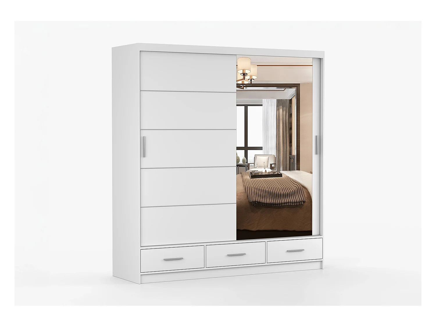 Armoire Solian 203 cm avec miroir - Blanc