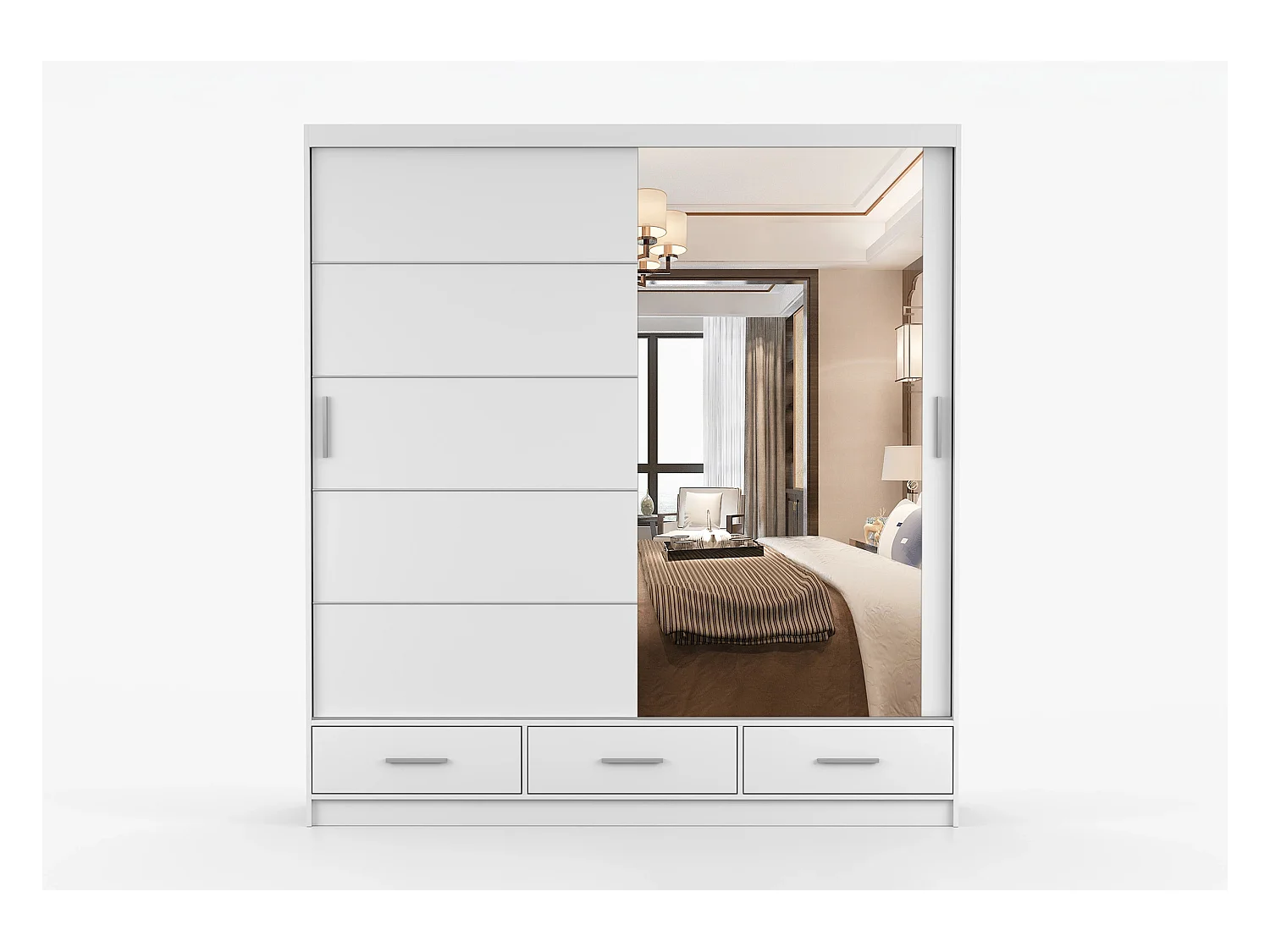 Armoire Solian 203 cm avec miroir - Blanc