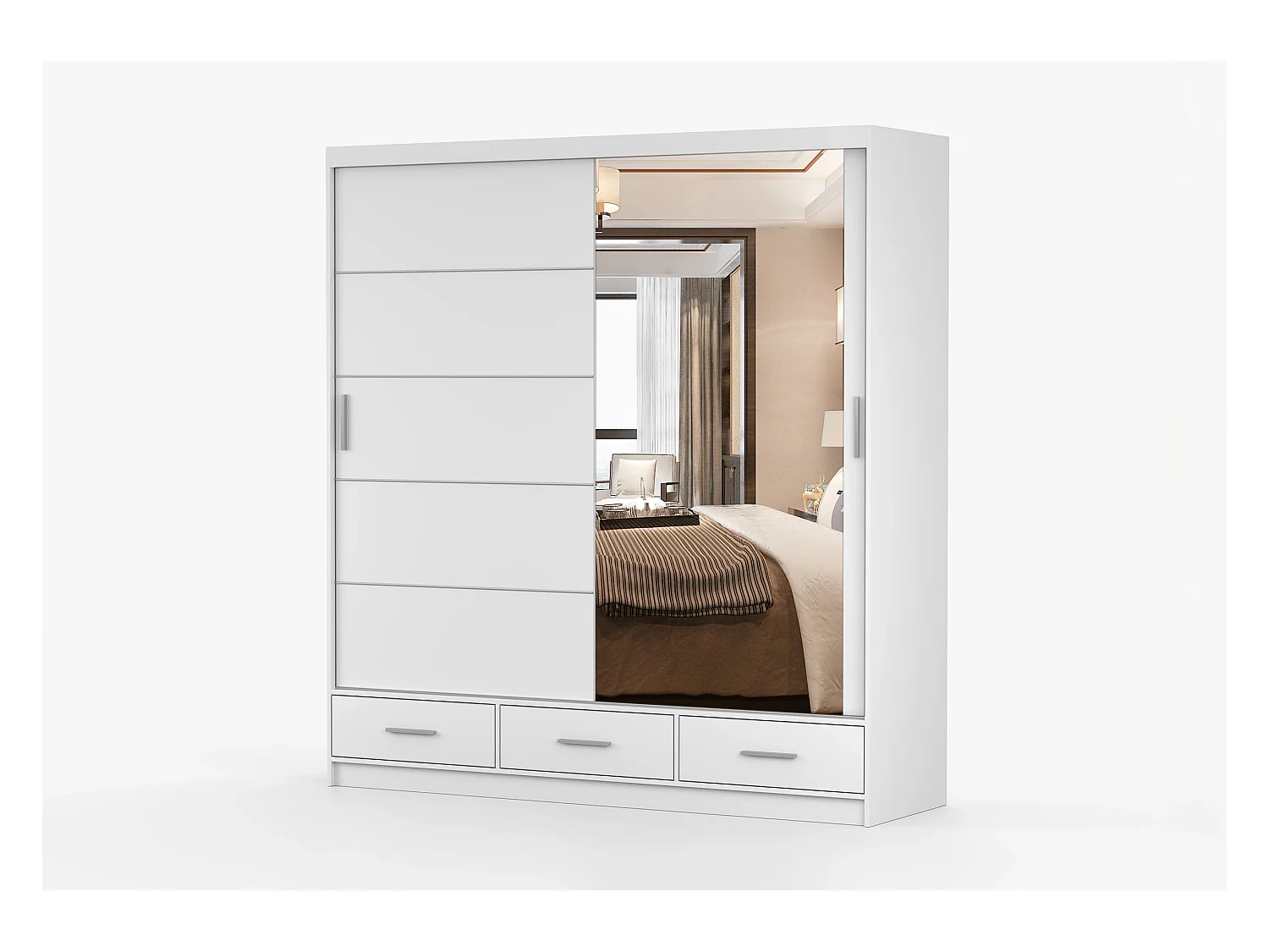 Armoire Solian 203 cm avec miroir - Blanc